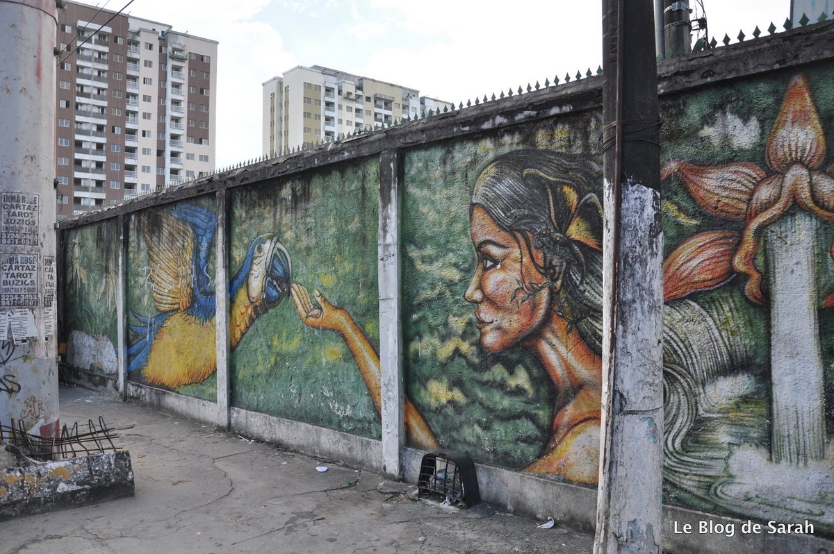 Calle-arte inspirado en la selva en Manaus, rua prof Marciano Armond