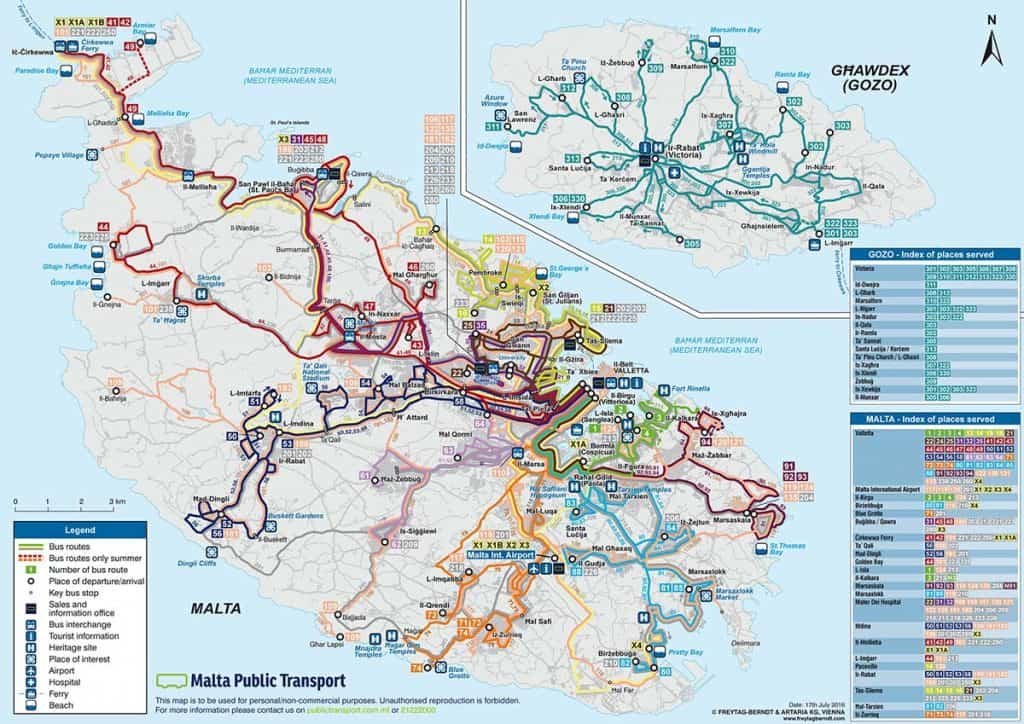 Consejo de Malta: mapa de transporte