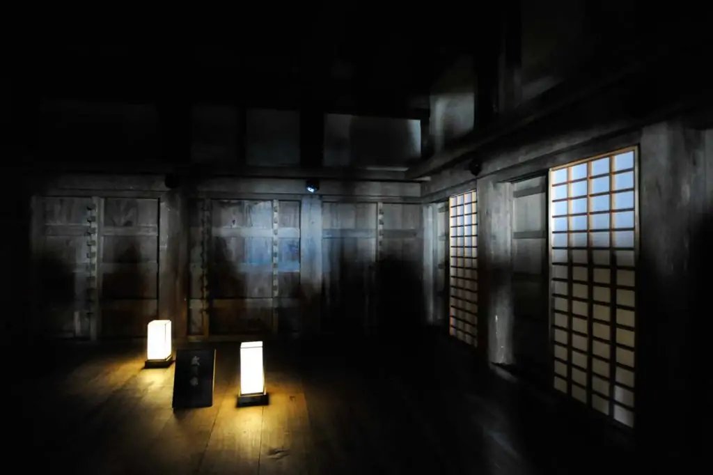 Juego de luces dentro del Castillo Himeji