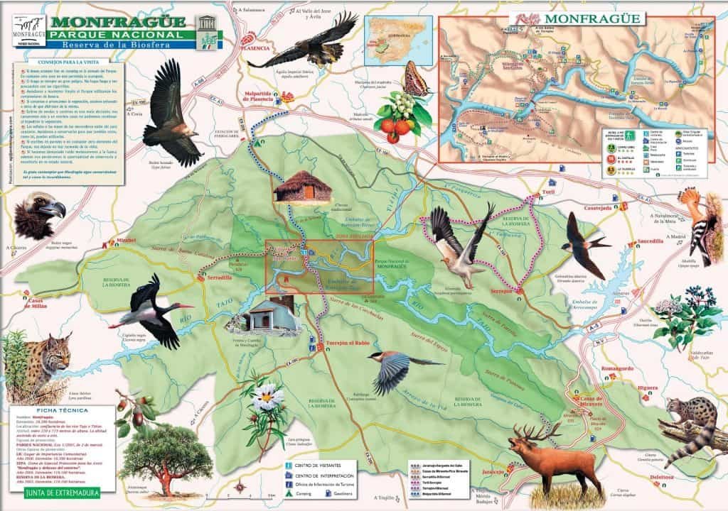 Mapa del Parque Nacional de Monfragüe