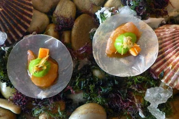 Royal de gambas y bogavante, yuzo y moscatel