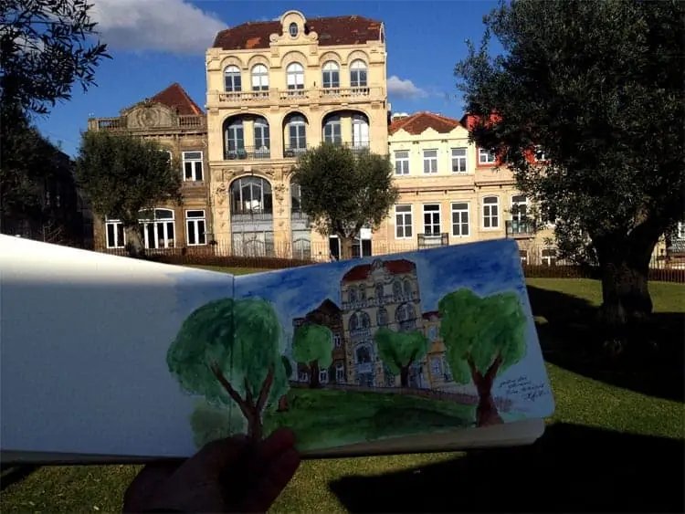 Boceto y realidad - Jardim das Oliveiras, Oporto