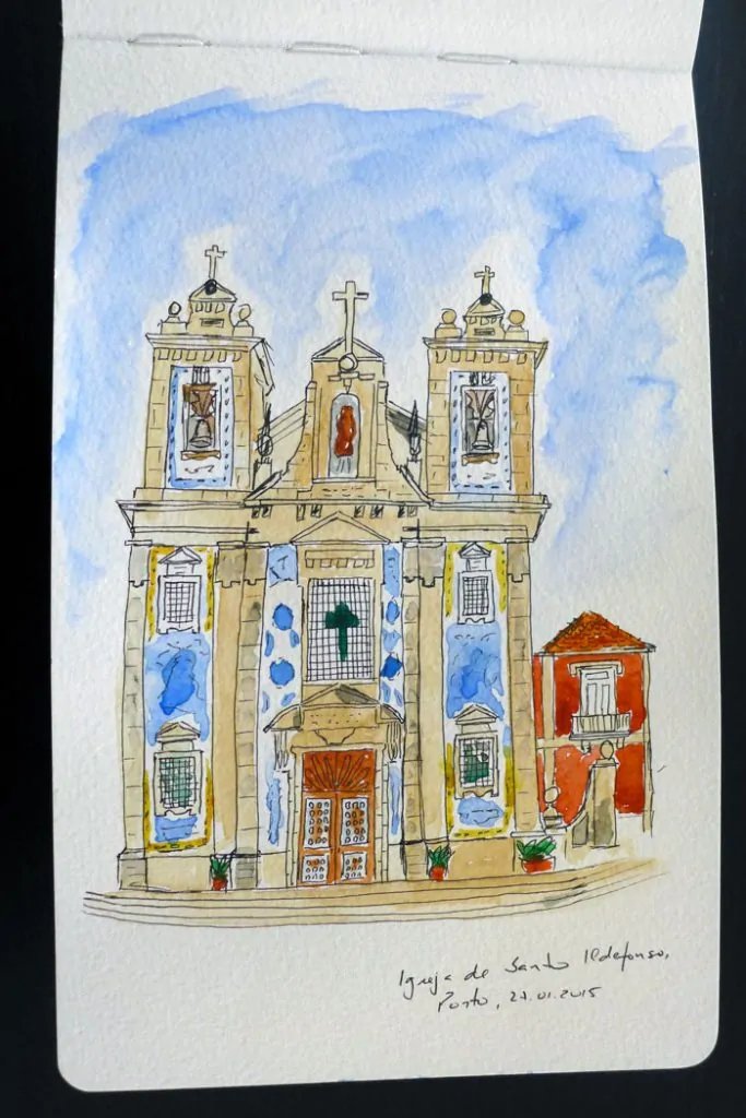 Croquis de la iglesia de Santo Ildefonso, Oporto