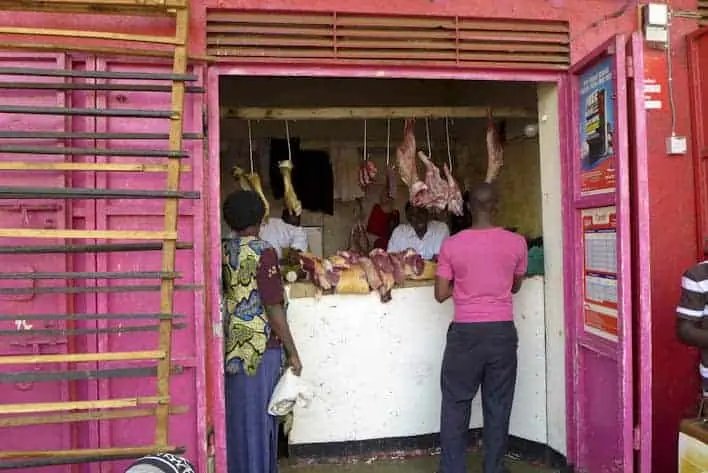 Carnicería en el centro de Kampala